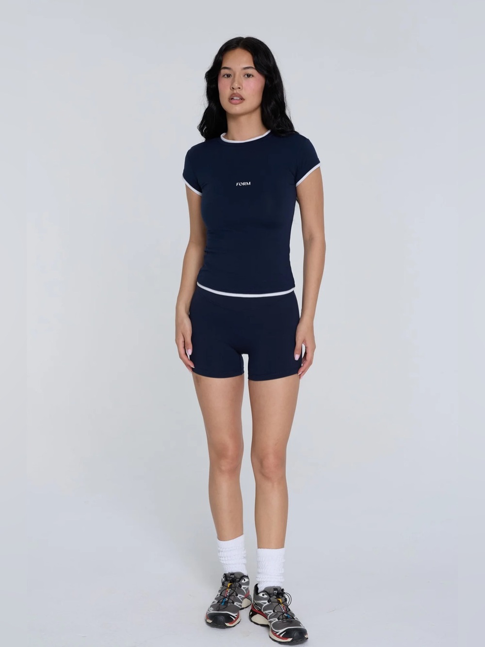 FORM Navy Ringer Tee & Shorts Set